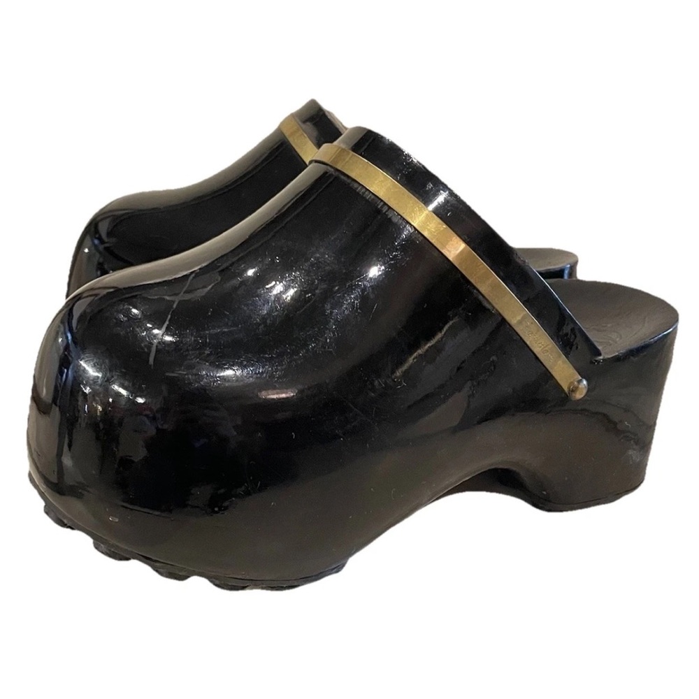 Vintage Bubble Clogs Famolare Black Platform Dutch Clogs Sz 8